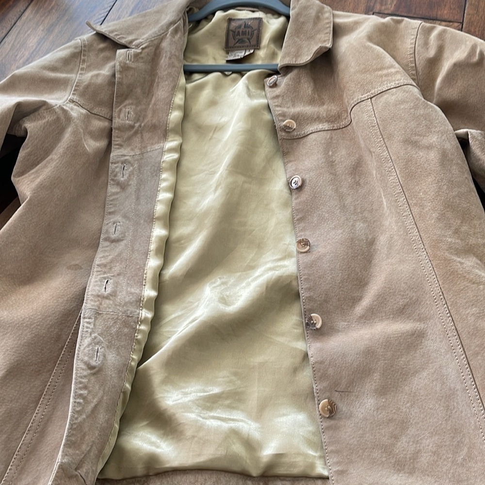 Vintage AMI suede leather jacket camel tan size large - Picture 12 of 13
